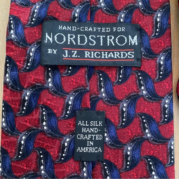 Men's Red and Blue J.Z. Richards Nordstrom Silk Patterned Tie - Picture 6 of 6